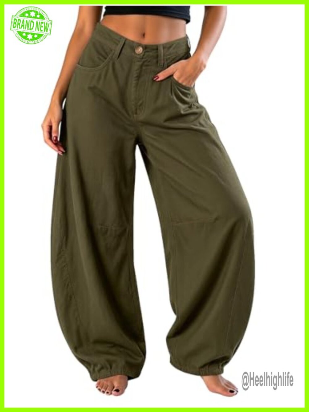 Faux Linen Barrel Pants Baggy Wide Leg Cotton Palazzo Pant
